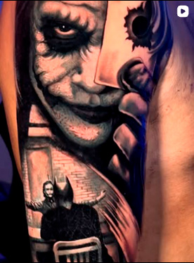 Tatuaje del Joker en negro y gris